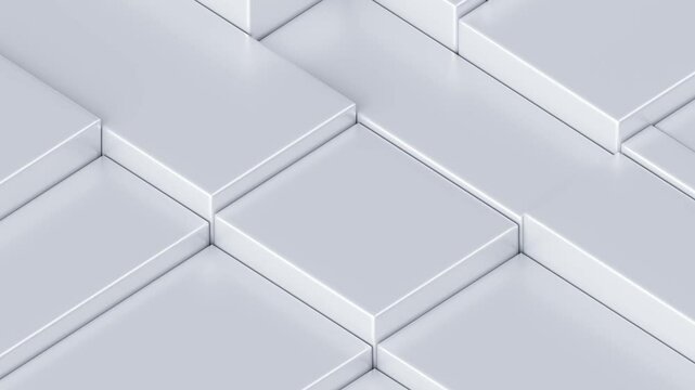 White minimal abstract background. Simple geometric animation for corporate concept. 3d render motion texture. Clean neutral copy space template. Seamless loop.