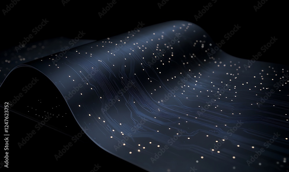 Poster Futuristic circuit board design blending with abstract elements in a visually striking image.