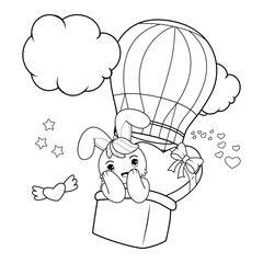 Fototapeta premium Valentine Day Coloring Page with cute bunny