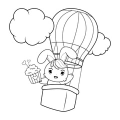 Valentine Day Coloring Page with cute bunny