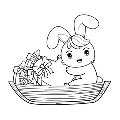Valentine Day Coloring Page with cute bunny