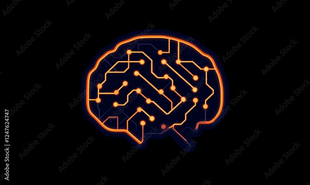 Poster A futuristic AI brain concept image showcasing advanced technology and interconnectedness.