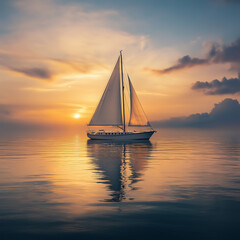 yacht at sunset