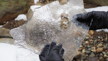 Park with snow in winter