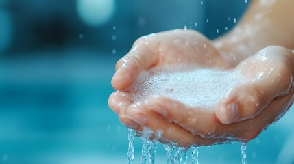 Person is holding their hands under a faucet