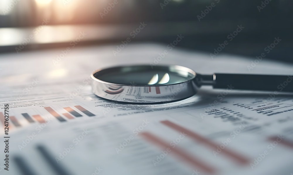 Poster a detailed close-up image of a magnifying glass emphasizing clarity and focus.