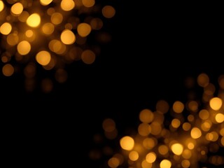 Obraz premium Beautiful abstract glittering Christmas lights background with gold sparkles on black, lights, glitter, background