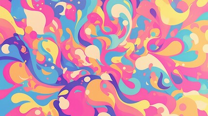 Fototapeta premium Psychedelic swirl carnival pattern with retro waves, swirls, and twirls, featuring an abstract groovy texture in a Y2K aesthetic.