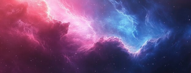 Obraz premium Cosmic Nebula Pink & Blue Clouds Collide