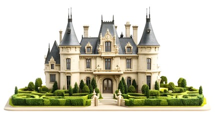 Fototapeta premium Cartoon Home Isolated In White Background