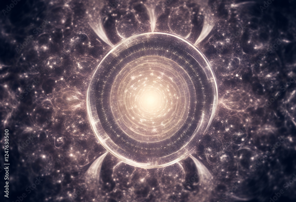 Wall mural abstract fractal background circle gold unique unusual universe time technology symbol space science