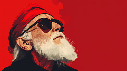 Illustration of wise old man with white beard and red hat. Archetypal Characters. Illustration