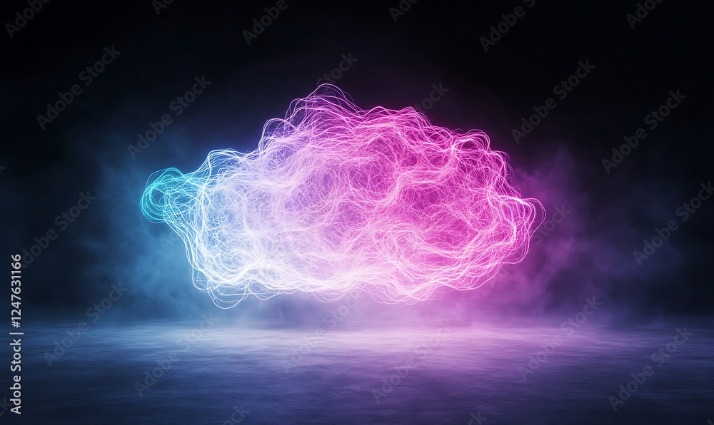 Leinwandbilder a digital cloud design shaped like a brain, showcasing interconnected elements in a creative visual 