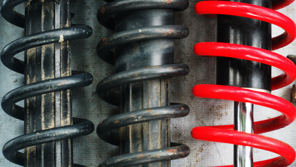 Used motorcycle shockbreaker, black and red