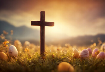 religious background autumn cross meadow easter concept sunrise jesus christ god christian church christianity religion evangelism gospel service spiritual grace worship holy bible good friday mercy