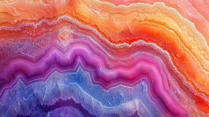 Obraz premium Abstract Gemstone Swirls Vibrant Purple, Pink, Orange and Blue Gradient Texture