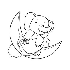 Valentine Day Coloring Page with cute elephant