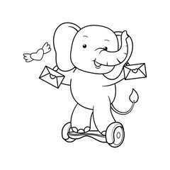 Obraz premium Valentine Day Coloring Page with cute elephant