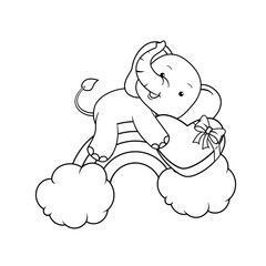 Valentine Day Coloring Page with cute elephant