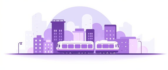 Fototapeta premium a purple train in a city 