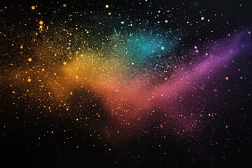 Fototapeta premium Abstract colorful dust particles explosion on black background image