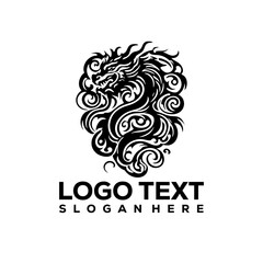 Illustration representing a furious dragon logo design