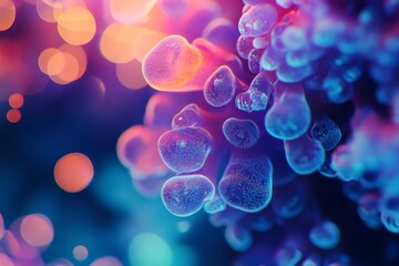 Abstract colorful fluid forms, bokeh background, vibrant, digital art
