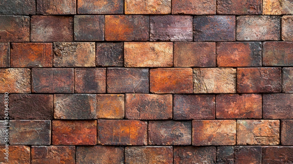 Aufkleber This seamless pattern features a rich red brick wall with distinct textures and shades, arranged in horizontal lines that create a clean and modern aesthetic suitable for various applications