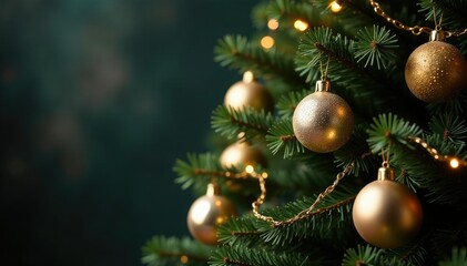 Ornate Christmas tree with gold and silver ornaments, festive, tree