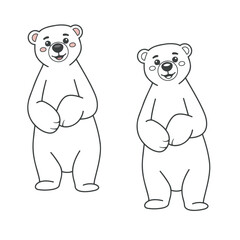 polar bear isolated on white background. Simple design. Drawing with line art. Vector illustration