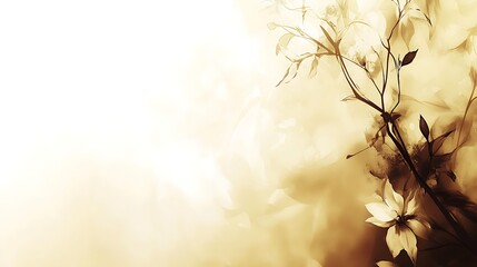 Obraz premium Abstract Sepia Painting of Delicate Flowers and Branches