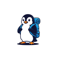 Obraz premium Cartoon Penguin With Backpack Illustration for Travel Adventures
