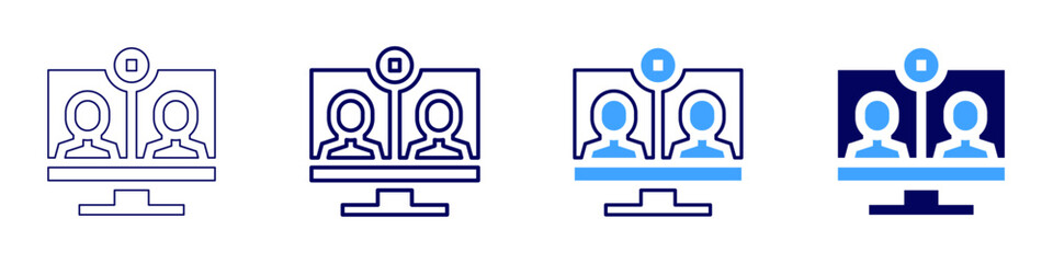 Breakout room icon in 4 different styles. Thin Line, Line, Bold Line, Duotone. Duotone style. Editable stroke