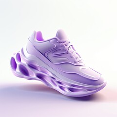 A stylized purple sneaker showcasing modern design and innovative aesthetics. isolated on white background
