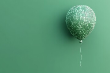 A green balloon with disco tiles on a solid background