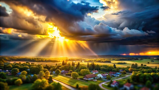 Miniature cloudscape, silver lining revealed: tilt-shift photography creates a dreamy landscape.