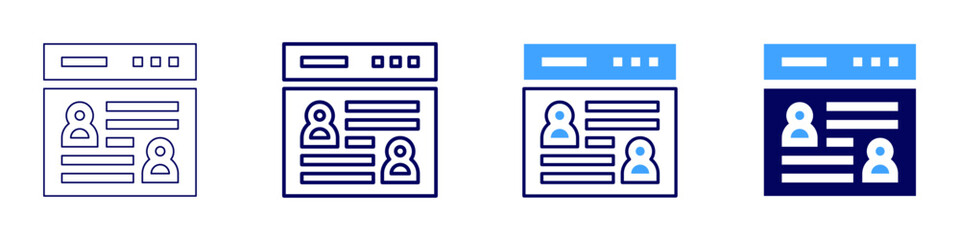 Session agenda icon in 4 different styles. Thin Line, Line, Bold Line, Duotone. Duotone style. Editable stroke