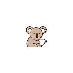 Fototapeta premium Cute Koala Enjoying a Warm Cup of Tea in Minimal Illustration