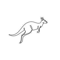 Fototapeta premium Outline Drawing of Kangaroo Leaping in Minimalist Style on White Background