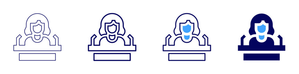 Speaker evaluation icon in 4 different styles. Thin Line, Line, Bold Line, Duotone. Duotone style. Editable stroke