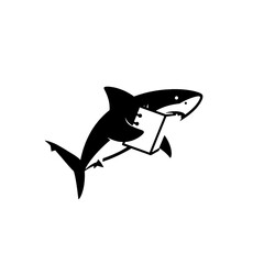 Obraz premium Illustration of a Shark Carrying a Notebook in Artistic Style
