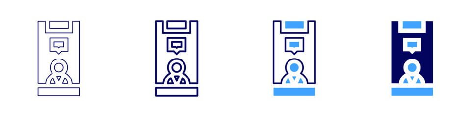 Training seminar icon in 4 different styles. Thin Line, Line, Bold Line, Duotone. Duotone style. Editable stroke