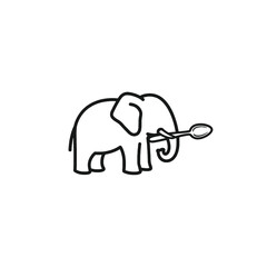 Fototapeta premium Minimalist Illustration of an Elephant Holding a Spoon in Its Trunk