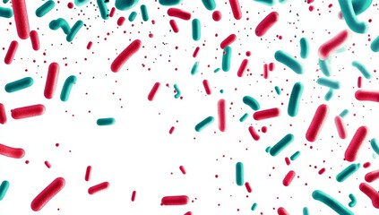 Microscopic Bacteria Falling White Background Science Illustration