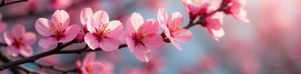 Fototapeta premium Delicate pink flowers on gum arabic tree branches, botanical, flora, gum arabic