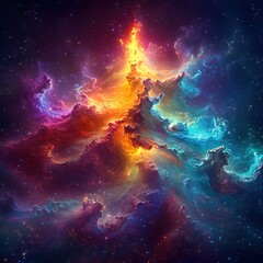 Fototapeta premium Cosmic explosion of color outer space digital artwork nebula abstract vastness