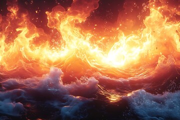 Obraz premium Fiery Waves of Molten Lava Flowing Over a Surface