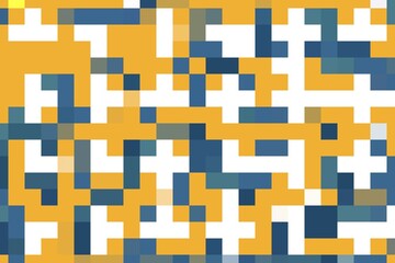 High-quality vintage orange and blue pixel art with crystallized geometric pattern. Retro-inspired digital design concept