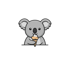 Adorable Cartoon Koala Enjoying Ice Cream in a Cute Illustration Style