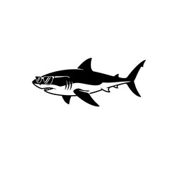 Obraz premium Stylized Illustration of a Shark Wearing Sunglasses in a Minimalist Design